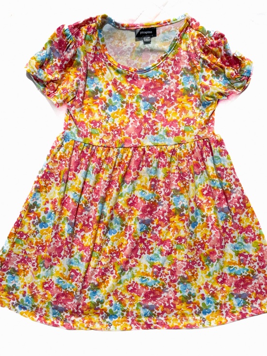 Picapino Other - Piccalino Girls Floral Short Sleeve Empire Dress Soft 4 Play Spring Summer Basic